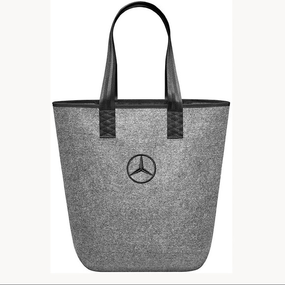 Handbags - Mercedes Benz Gray Felt Tote Seatbelt Handles